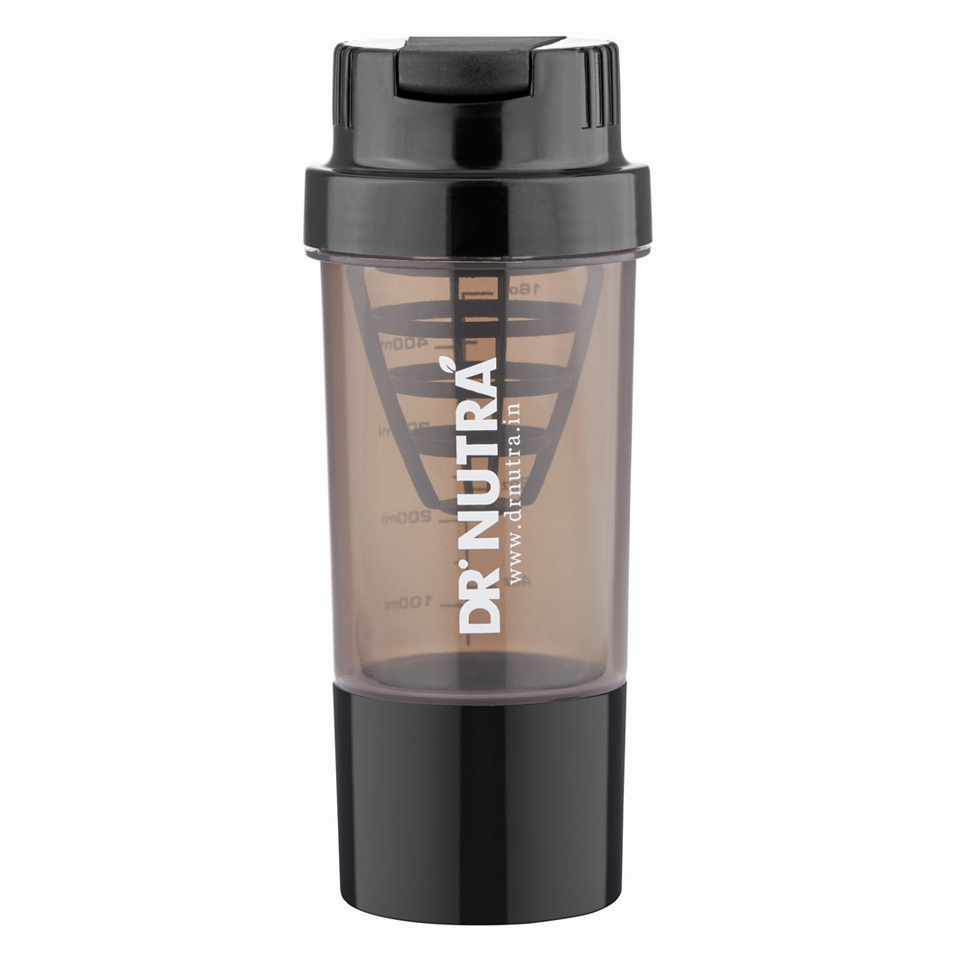 Dr.NUTRA Gym Shaker Advance Cyclone 500ml Capacity with One Compartment , BPA free Material (Black)
