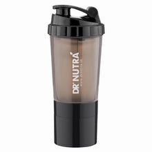 Load image into Gallery viewer, Dr.NUTRA Spider Gym Shaker Bottle,  Leak Proof, with 2 Storage Compartment,-500Ml (Black)
